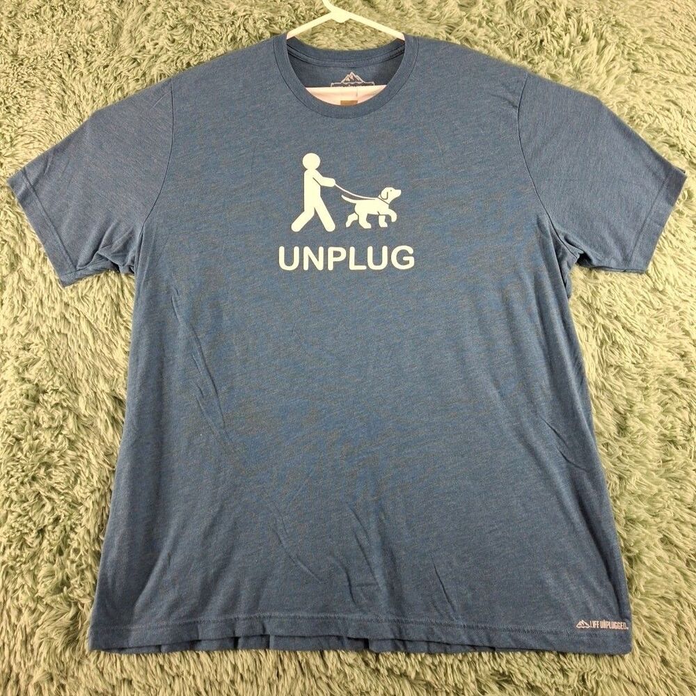 Life Unplugged Tshirt 2xl Blue Mens